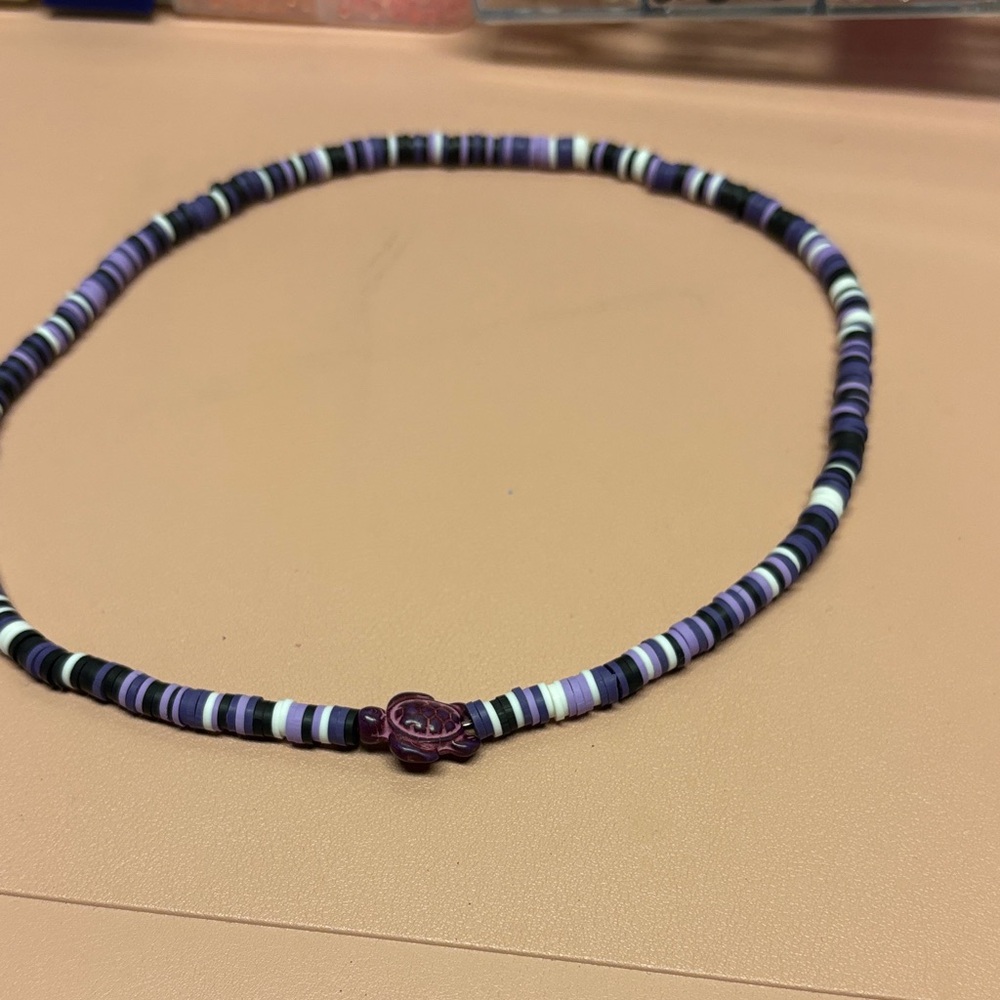 Purple and Black Beaded Necklace